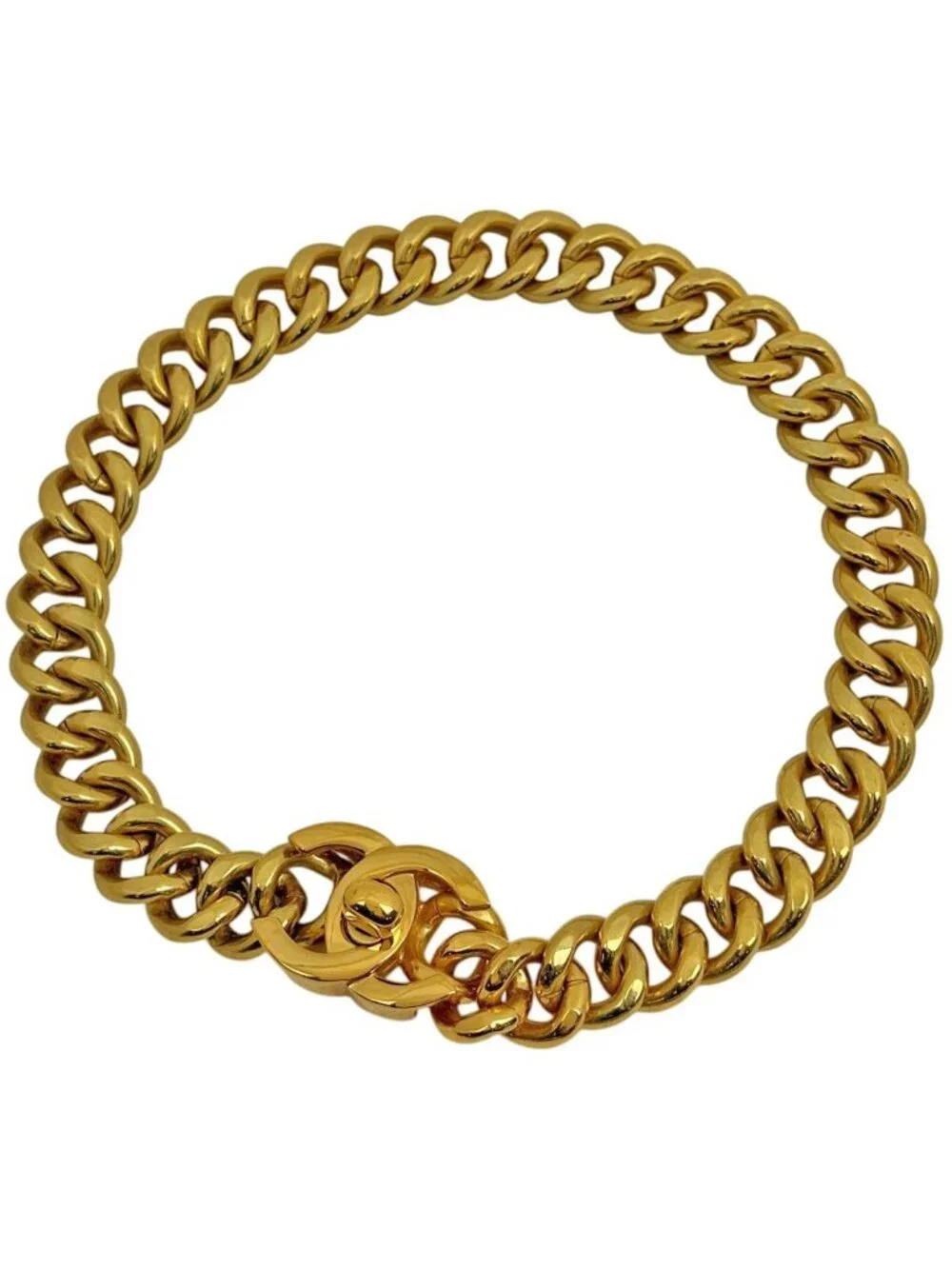 Chanel CC Logo Chain Necklace Turnlock Gold Plated